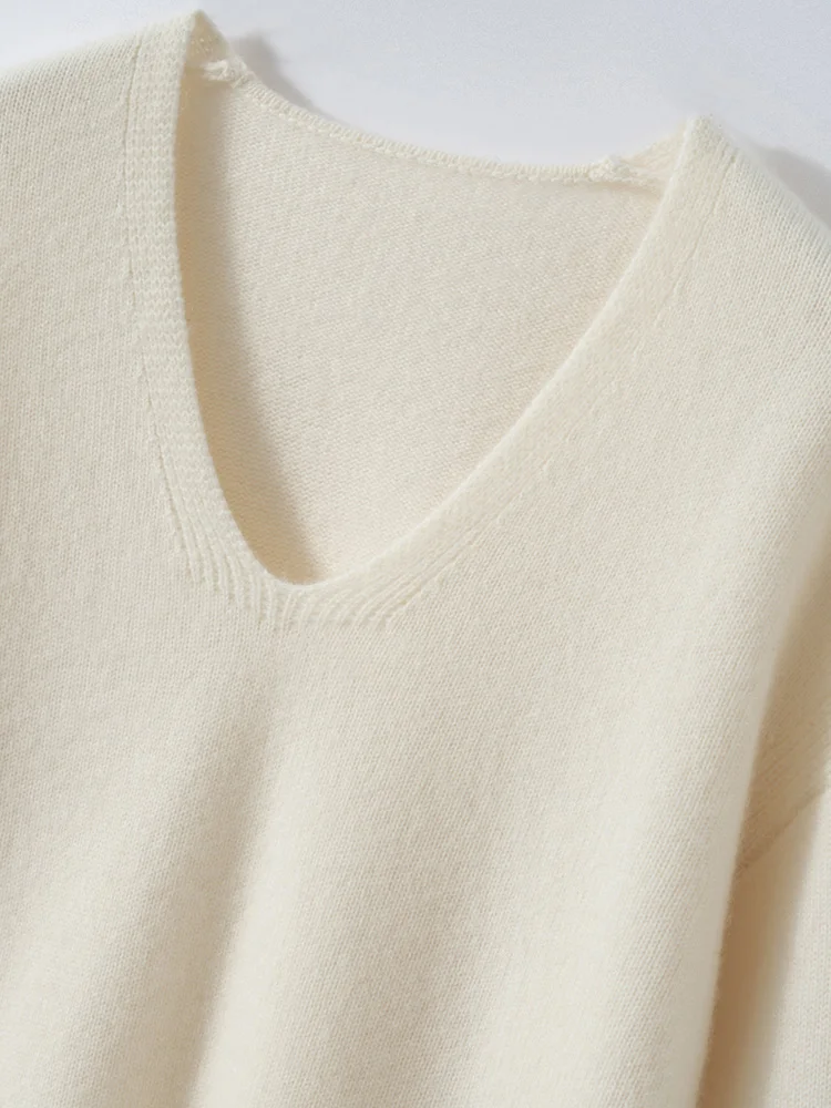 

ADDONEE Autumn Winter Women's 100% Cashmere Sweater Pants Suit V-neck Pullover Wide Leg Pants Cashmere Knit Suit Thickness Tops