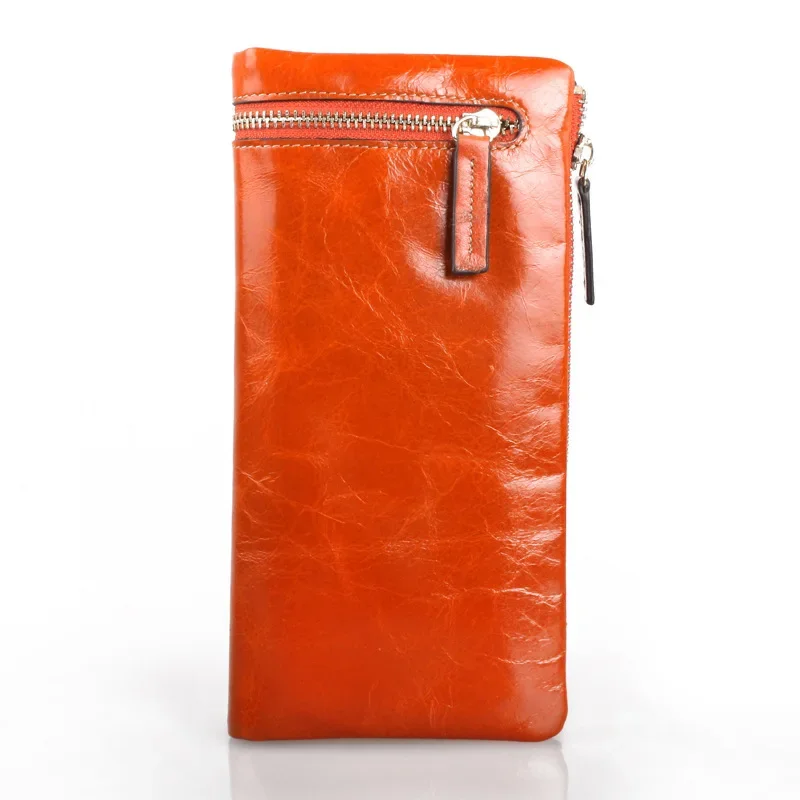 Luxury Women Wallets Long Genuine Leather Purse Oil Leather Female Wallet Casual Carteira Feminina