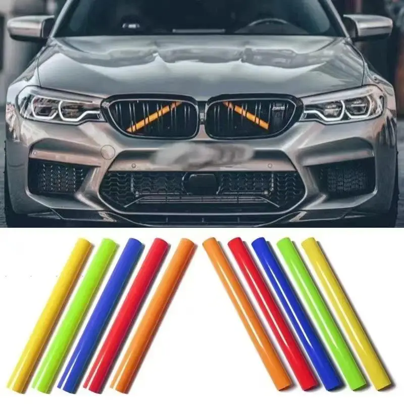 2Pcs Universal Multicolor Car Front Grille Trim Strips Waterproof Easy Installation Perfect For Exterior Styling