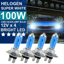 4Pcs Car H7 100W LED Headlight 4500K Xenon Hid Super White Daytime Running Lamp Light Bulb 12V Fog Lights