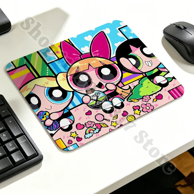 Kawaii The Powerpuffs Girls Creative Mouse Pad Cartoon Non-slip Mousepad Mice Accessories Anime Cute Mouses Mat Birthday Gifts view 4