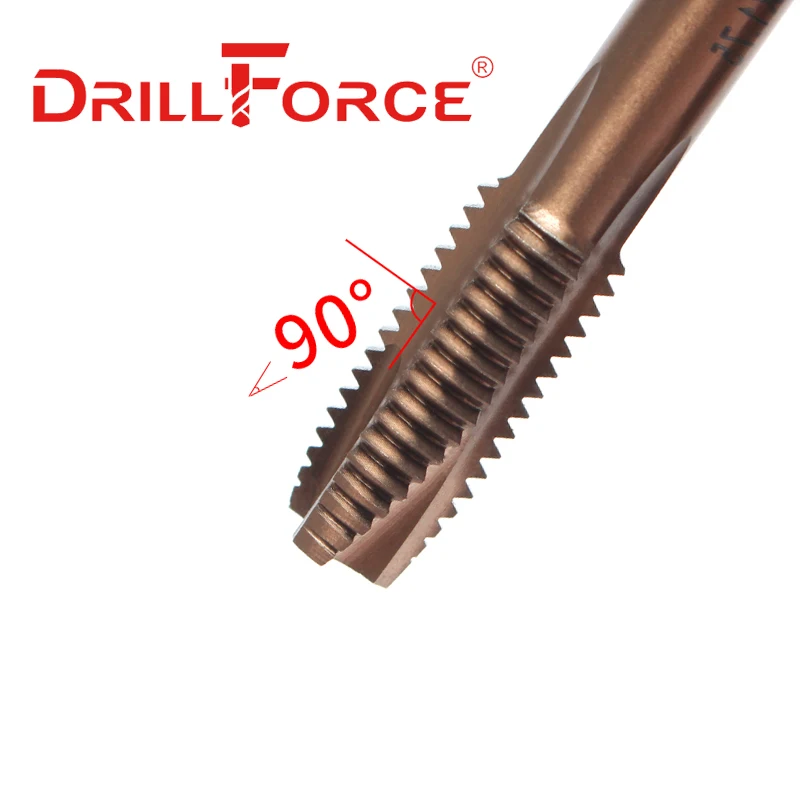 Drillforce кобальтовые фрезы, кобальтовые фрезы HSSCO M35 с заостренным концом, метрические флейты, механические метчики для правой руки из нержавеющей стали