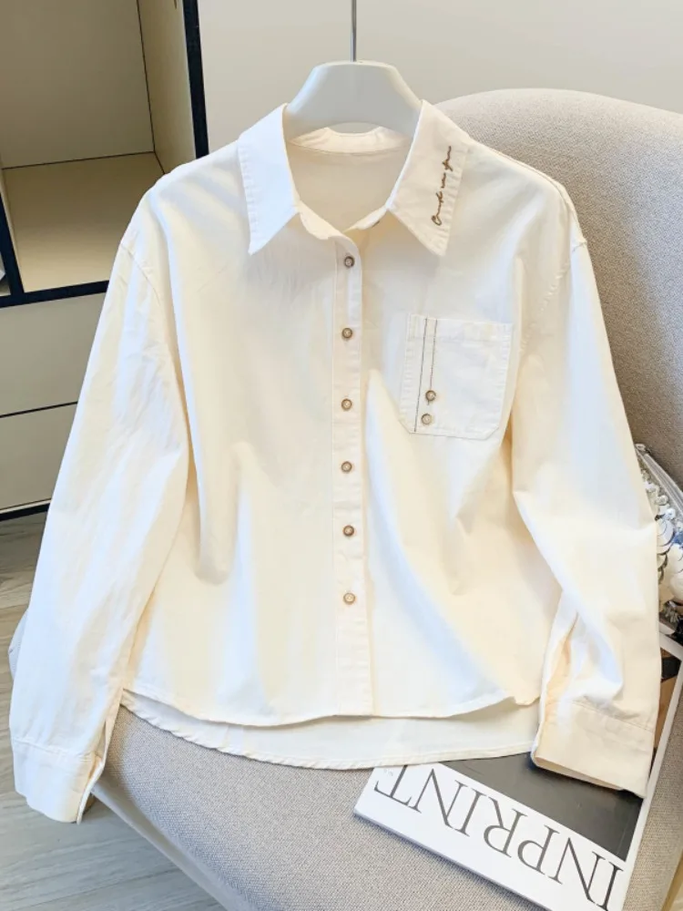 

Korean Style Heavy Embroidery Long Sleeve Shirt Jacket Women's Spring 2026 New Design Casual Shirt Outerwear Top