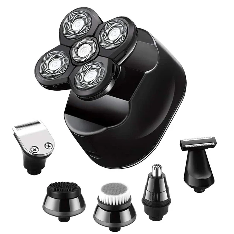 6in1 Rechargeable Electric Shaver for Men - Face Cleaning, Beard Trimming, Wet/Dry Shaving Machine