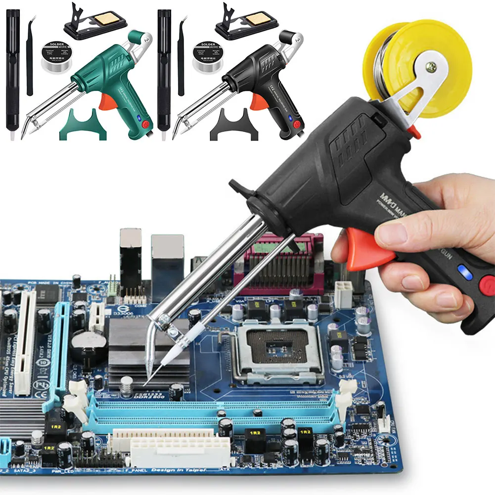 Soldering Iron Kit Solder Wire Desoldering Pump Tweezers Soldering Gun Set Internal Heat Soldering Gun for Repairs and DIY
