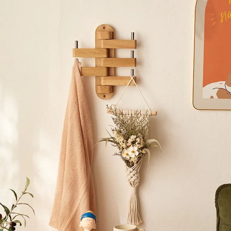 Aesthetic Wood Clothes Rack Minimalist Bedroom Nordic Hallway Clothes Stand Modern Entrance Perchero Pared Furniture Living Room