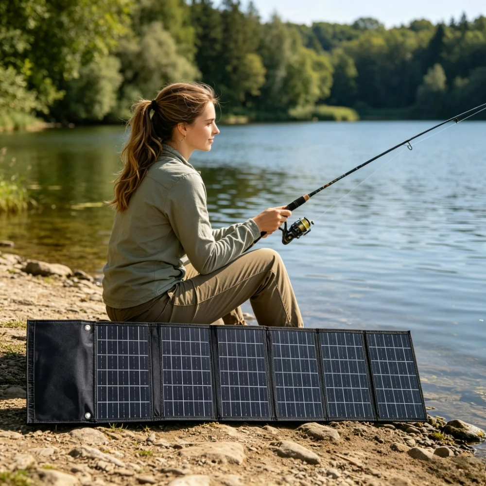 Waterproof ETFE 50W 90W Foldable Solar Charger Dual USB DC Output Portable Solar Power Panel For Hiking Cycling Camping Boating