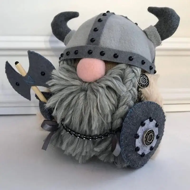 

Viking Gnomes Cute Faceless Plush Doll Ornaments Knight Dwarf Viking Gladiator Doll Axe Soldier Gnome Sculpture Desktop Ornament