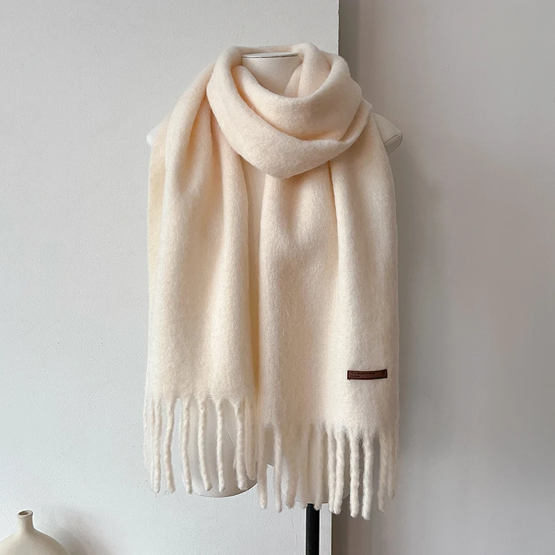 2024 luksusowa marka kaszmirowy szalik damski zimowy gruby ciepły jednolity okłady kobieta Pashmina długi frędzel kobieta Bufandas gruby koc