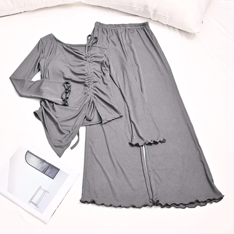

New Two pieces Pijama Pajama Long Sleeve Sleepwear Women's Home Clothes Autumn Soft Pyjamas Woman Pajamas Set Sleep Suit