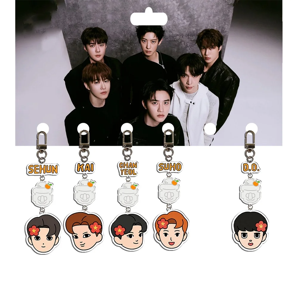 Корейские айдолы KAI, BAEKHYUN, CHANYEOL: Акриловые брелоки с мультяшными персонажами, высококачественная двусторонняя печать, подарки для фанатов SUHO, SEHUN, XIUMIN
