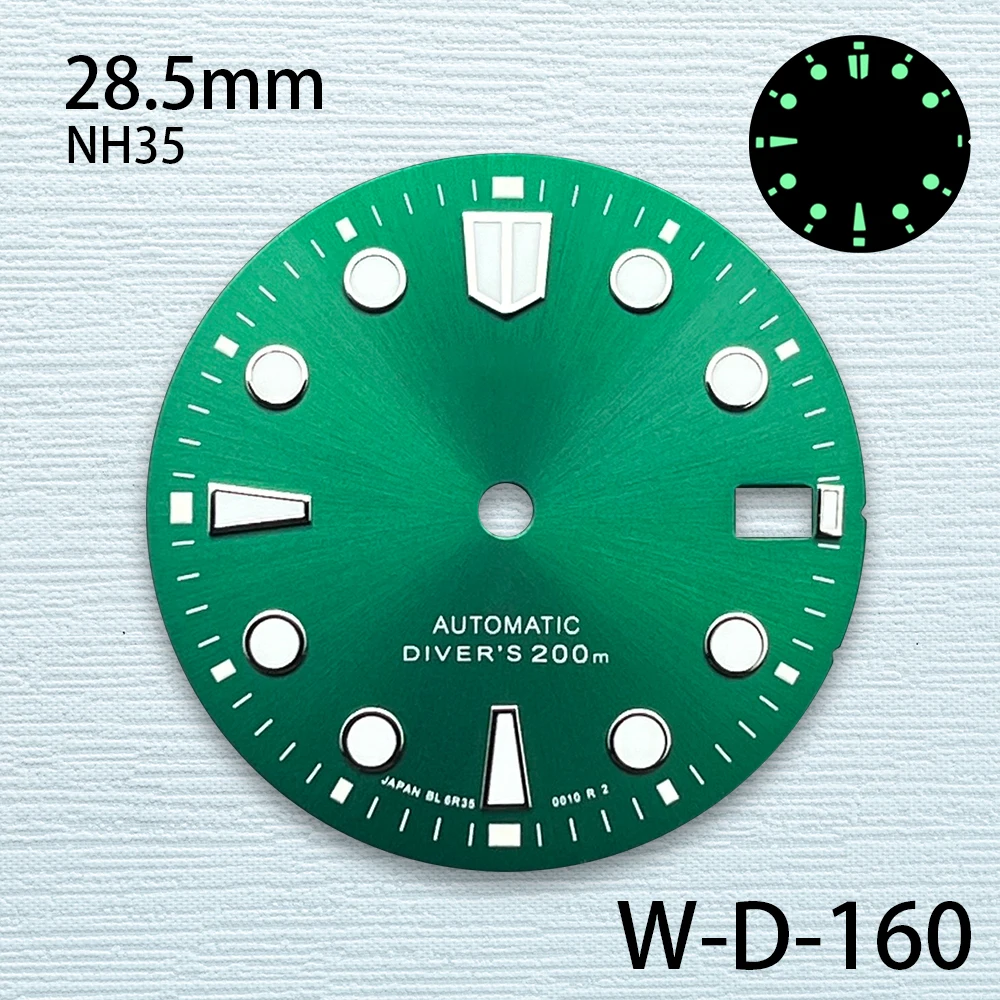 Cadran Sunray avec logo S, adapté au mouvement NH35, NH36, 4R, 7S, haute qualité, accessoires de modification NH35, C3 Green Shoous, 28.5mm