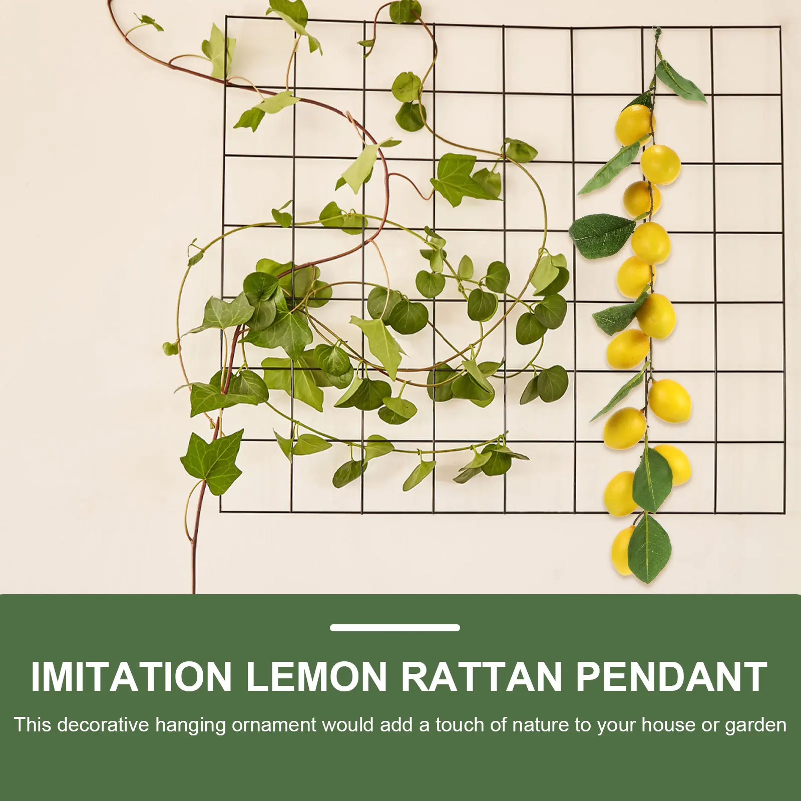 

1pc Lemon Rattan Fruit Garland Artificial Green Leaf Decor for Home Wedding Plastic Simulation Decoration