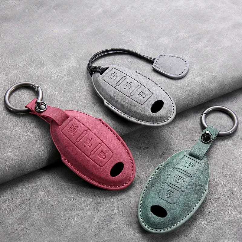 

Leather Car Key Cover Case For Infiniti Q50L QX50 QX60 QX55 Q70 Q70L Q30 QX30 QX70 ESQ XQ80 XQ60 Q60S For Nissan Car Keyring