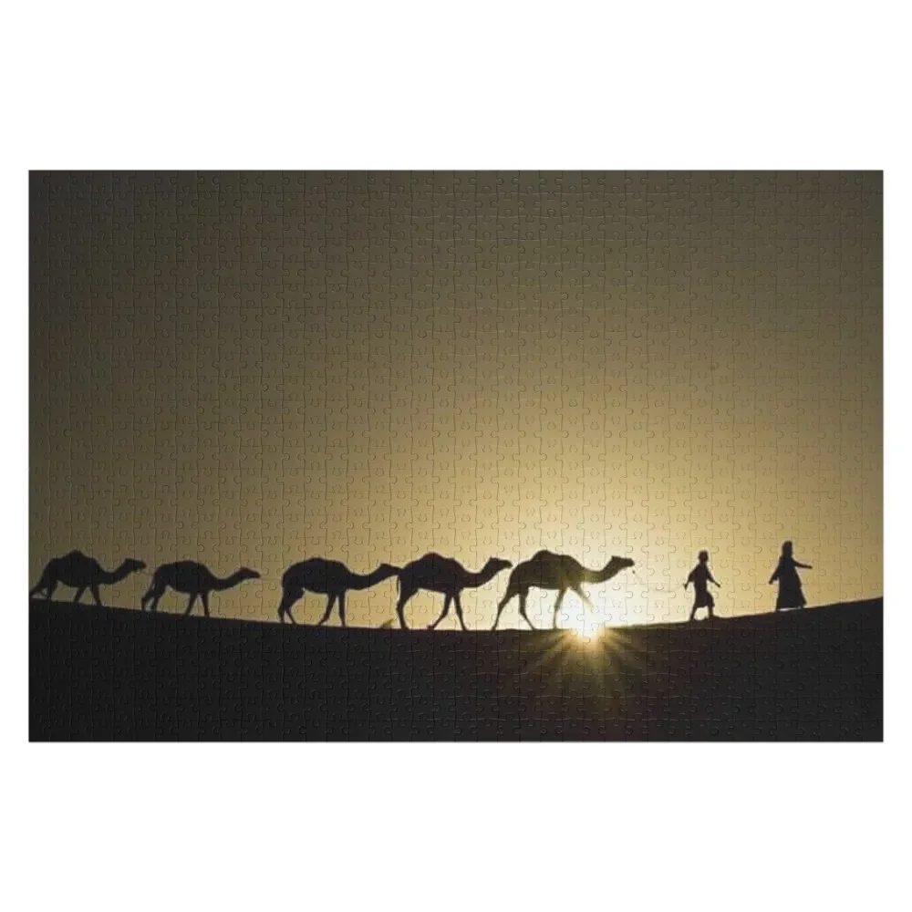 Sahara Desert Sunrise Walk of Camels Jigsaw Puzzle Personalized Name Wooden Jigsaws For Adults Puzzle