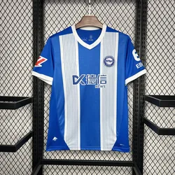 Men's 2024/25 Deportivo Alaves Home Blue/White Shirt