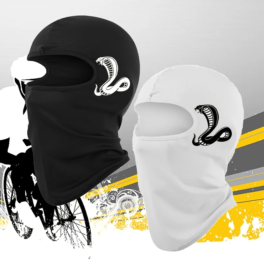 2pcs Men's Breathable Balaclava with Neck Gaiter - Stylish Printed Full Face Mask for Cycling, Sun Protection Headgear