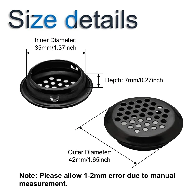 Air Vent Louver, 50Pcs 35Mm Stainless Steel Round Mesh Hole Circular Soffit Vent For Wardrobe Drawer Bookcase Kitchen