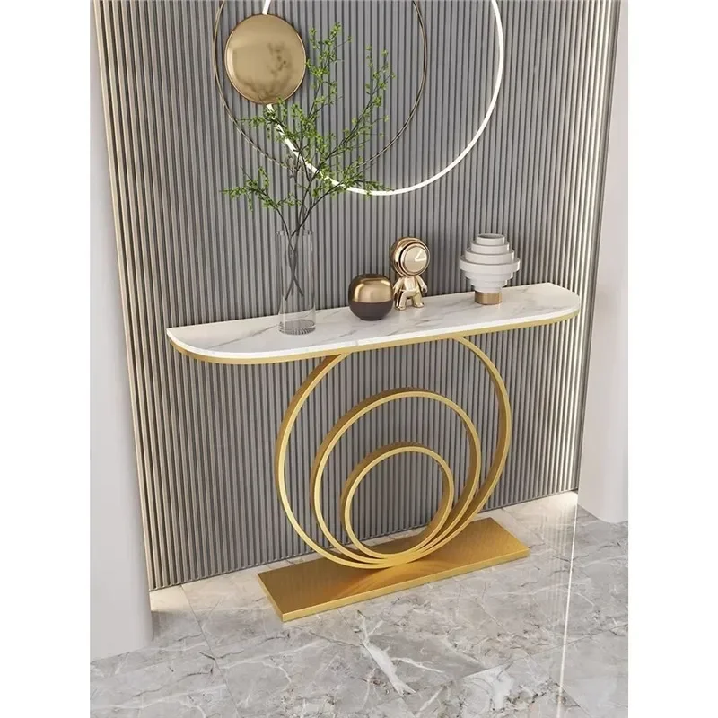 Creative Entrance Table Rock Slab Shelf Light Luxury Strip Case for Home Corridor Living Room New Chinese Style Console