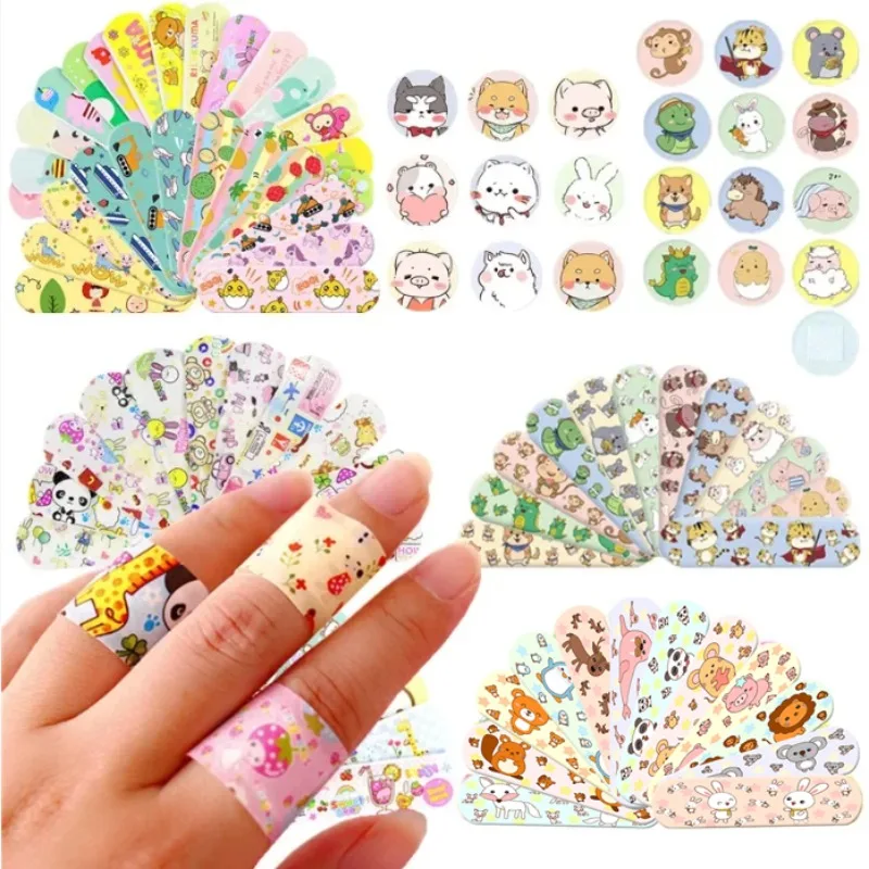 Cartoon Band Aid tiras para crianças e adultos, forma de cinta redonda, ferida emplastros, pele patch, Woundplast, 100pcs, 120pcs