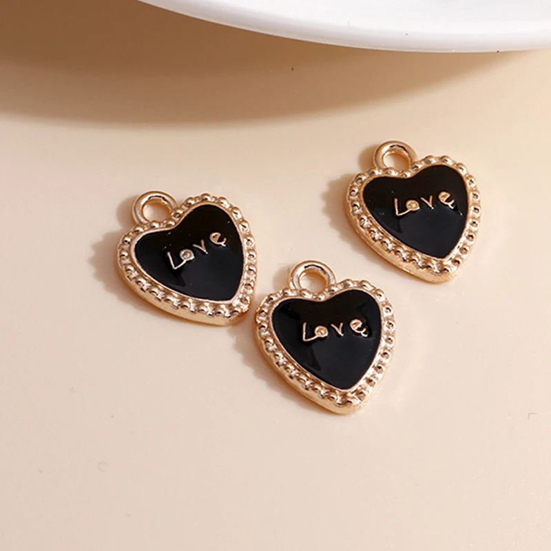 Picture 5: 10pcs 12*14 Enamel 4 Color Heart Charms for Jewelry Findings DIY Letter Love Charms Handmade Necklaces Pendants Earrings Making