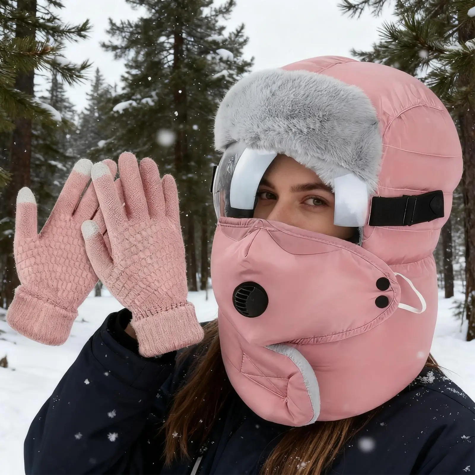 

Шапка-траппер 4 в 1, унисекс, велосипедные принадлежности с ушками, мужская зимняя шапка для катания на лыжах, катания на коньках, катания на снегоступах, кемпинга, пешего туризма