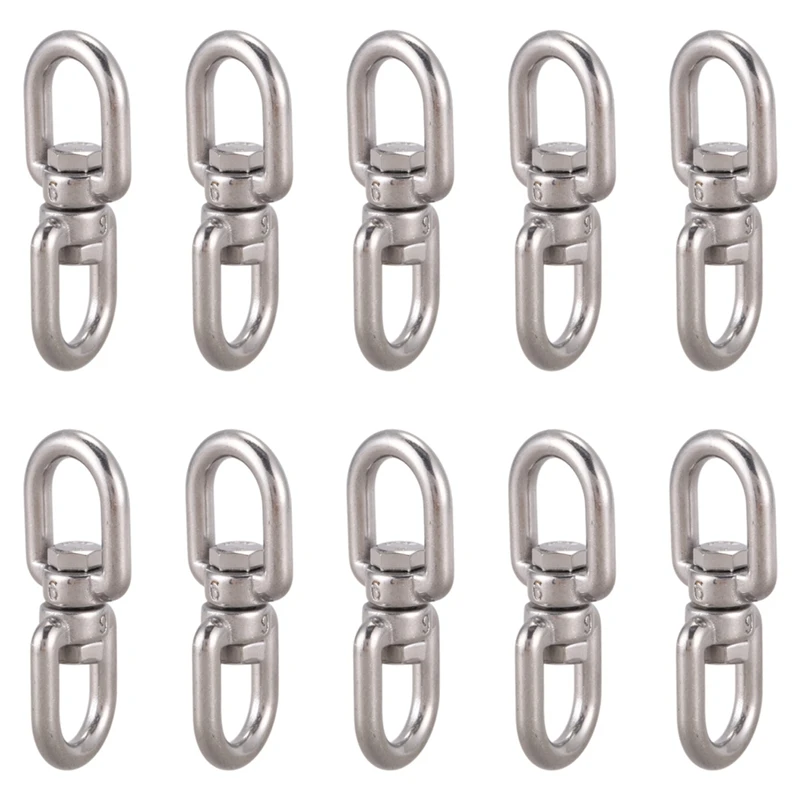 10X Marine Mooring Stainless Steel 6Mm 15/64 Inch Eye To Eye Swivel Ring