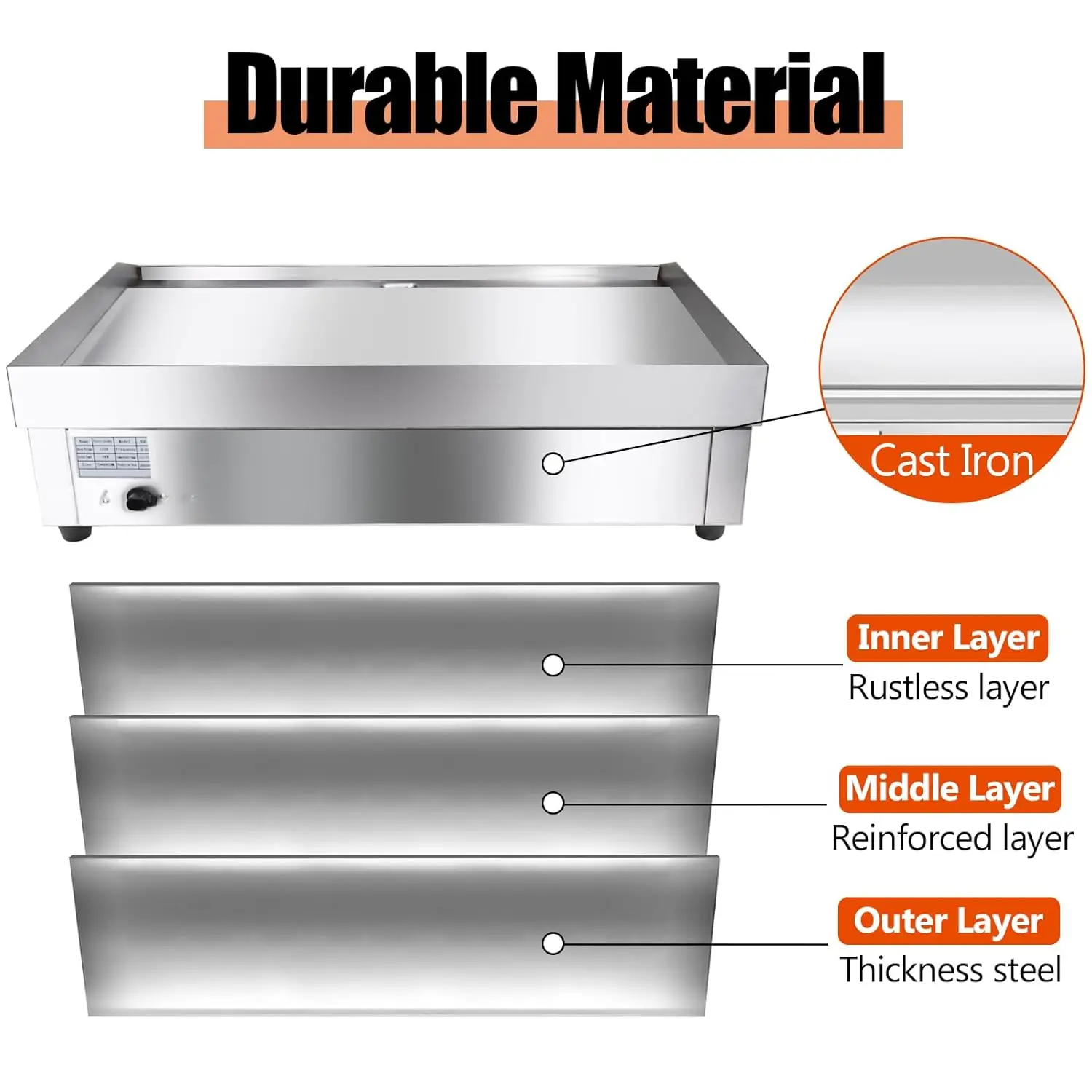 EG818 Commercial Electric Griddle Electric Countertop Grinddle Machine Non-Stick Restaurant Teppanyaki Stainless Steel Grill