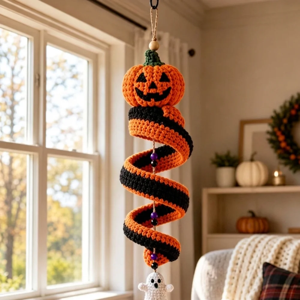Spiral‑Shape Christmas Crochet Ornament Set Soft‑Yarn Handmade Gift Hand‑Knitted Xmas Hanging Decor Beginner Friendly
