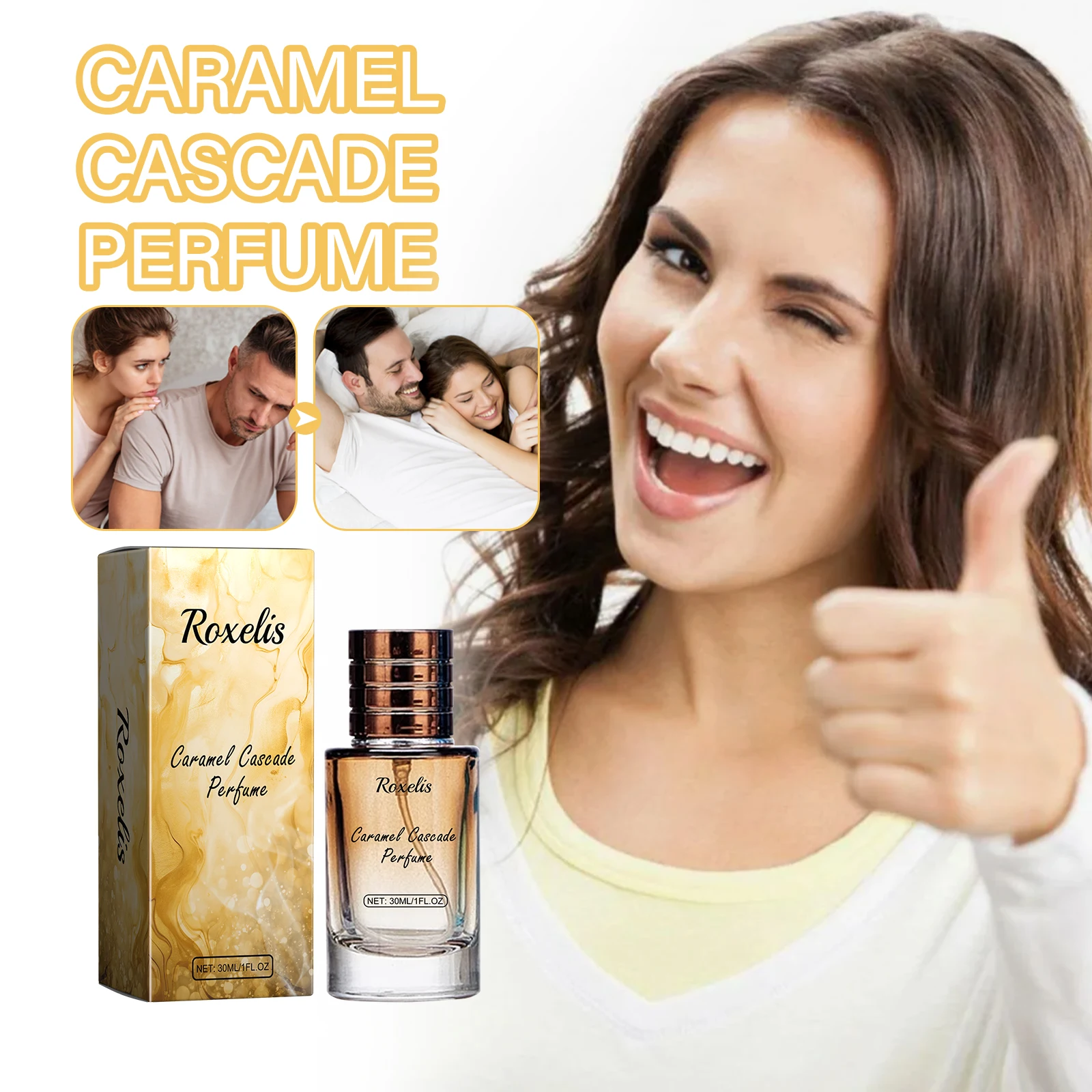 ROXELIS Caramel Cascade Perfume Spray, Feromone Namoro Fragrância, Perfumes para Mulheres, 1 OZ, Outono e Inverno