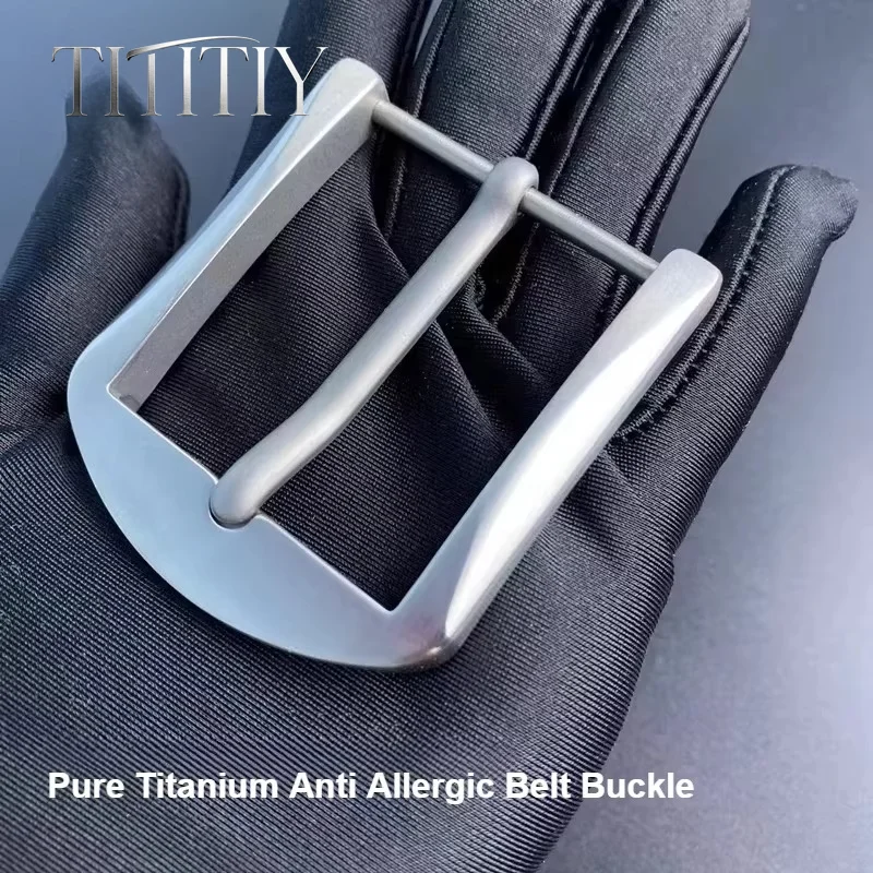 1Pcs 40mm Pure Titanium D Ring Single Prong Pin Belt Buckle, Hypoallergenic Rustproof Screw Fixed Belt Accessory for Men
