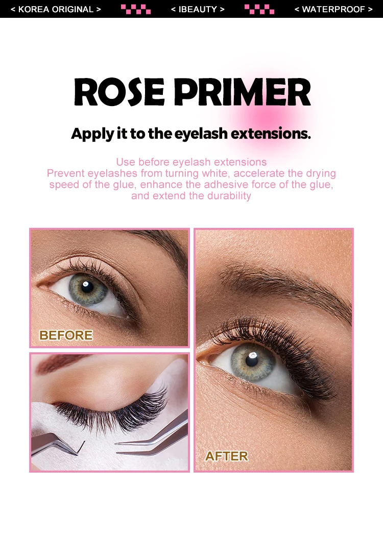 1 Flasche IBeauty Banana Primer Fake Wimpernverlängerung Rose Langlebig Korea Stark klebendes Zubehör Super Bonder Booster – Detail 5