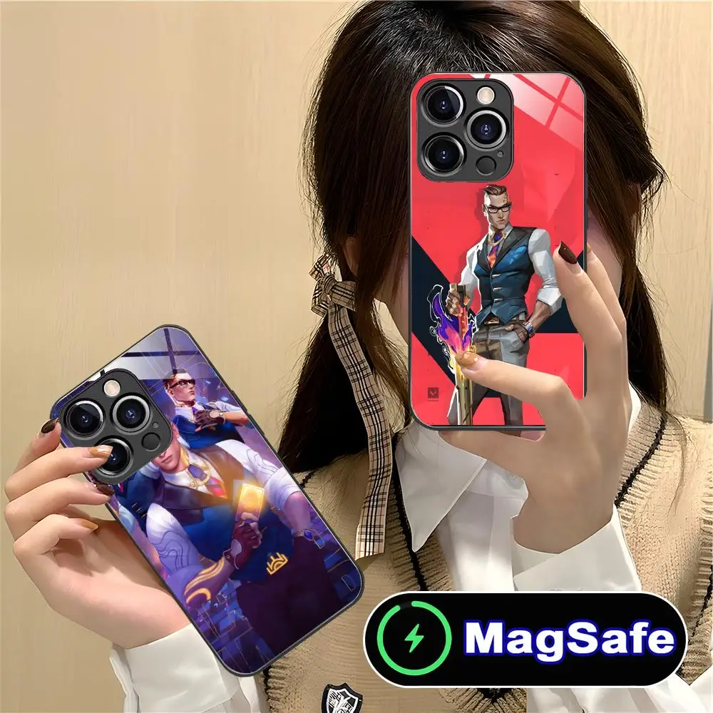 

Чехол для мобильного телефона Valorant Chamber для iPhone 16, 15, 14, 13, 12, 11 Pro Max Plus Mini MagSafe, защитный чехол из стекла, красивый