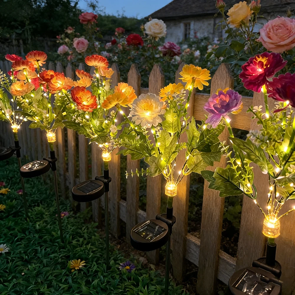

Солнечная LED-лампа для газона в форме цветка лотоса с 7 головками, уличный садовый светильник для лета, свадеб, праздников, имитация цветка для двора