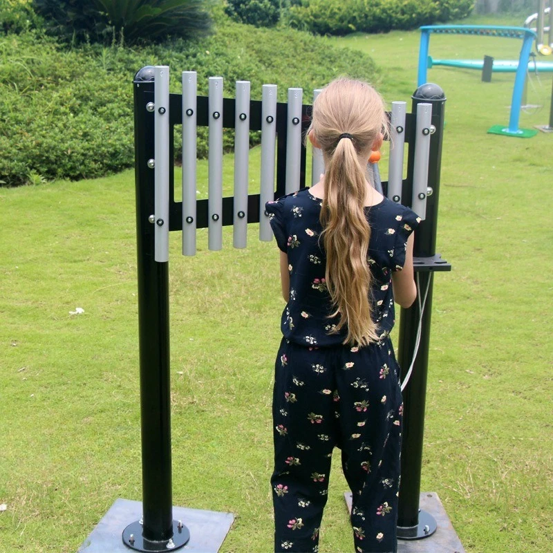 Outdoor percussion benches. Amusement equipment instruments