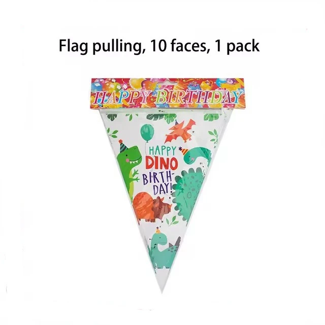 Cartoon Dinosaur Theme Hanging Banner Decorações, Happy Birthday Flags, Baby Shower Party Pennants, Meninos Favores