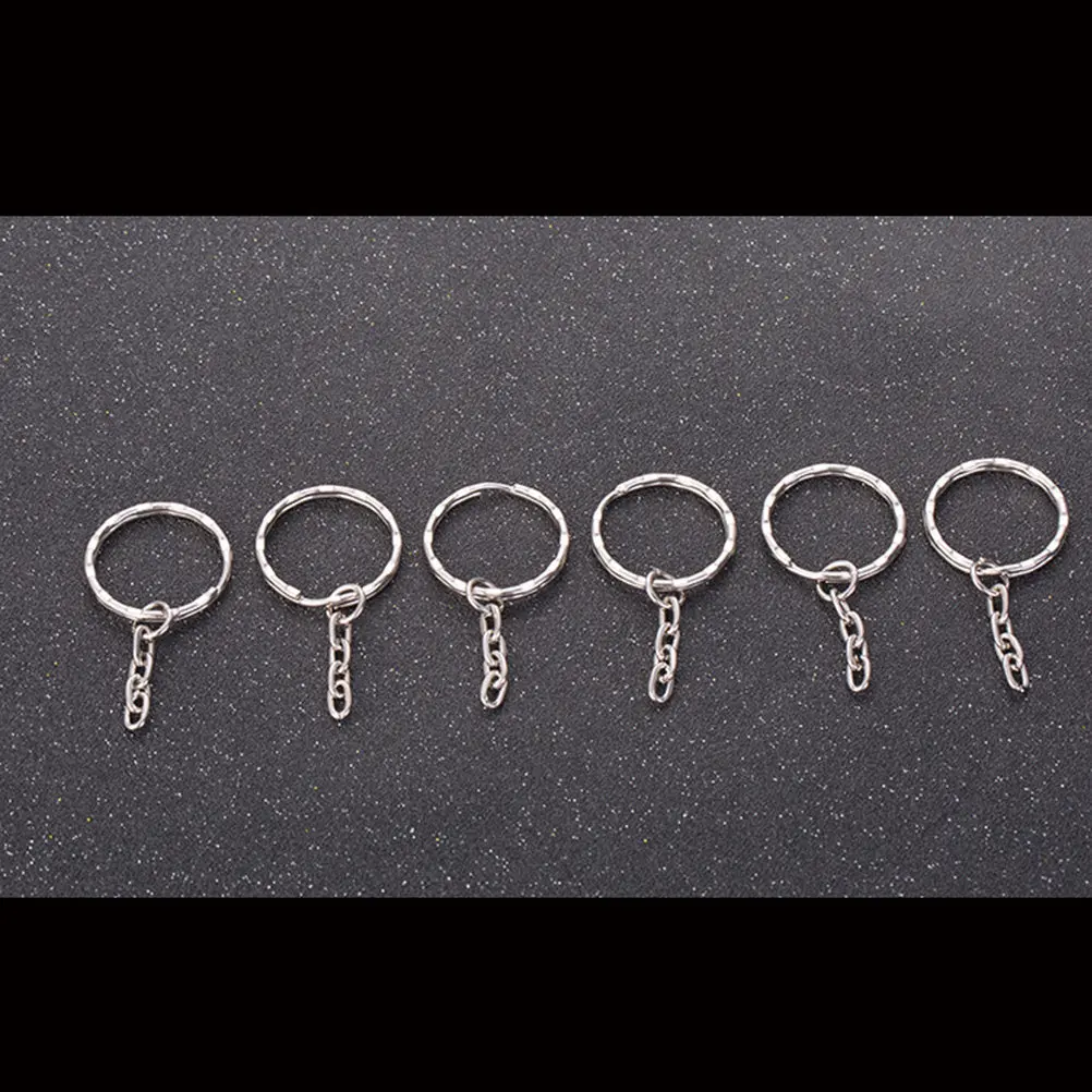 50Pcs Metal Keyrings Strong Stainless Steel Keychain Rings with Four Flat Chain for Organizing Keys Belt Bag Mini Clip DIY Gift