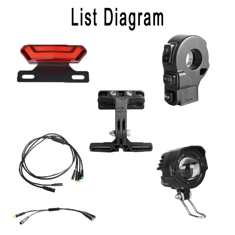 BBS01/02 HD Waterproof Wire Front and Rear Light Set of Bafang Mid-mounted Motor, 2-in-1 Switch of Front Light and Horn