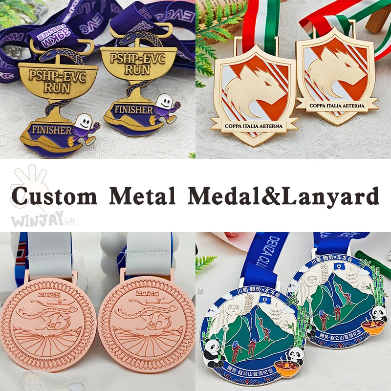 

[Минимальный 10 шт.] Металлическая медаль на заказ со шнурком. Процесс мягкой эмали. Дизайн. Штамповка 3D. Жесткая эмаль.