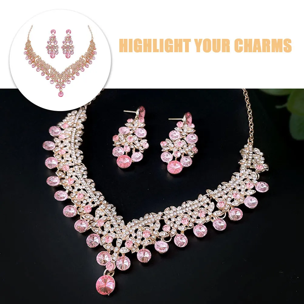 

1 set 1 Necklace Earrings Set Women Jewelry For Party Necklace Earrings Set Wedding Daily Wear Bohemian Style Shiny Gift