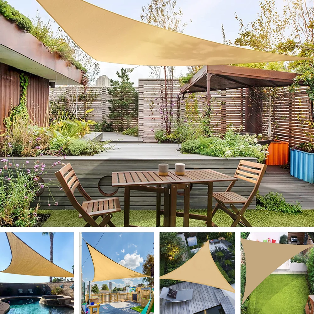 Wasserdichter dreieckiger Sonnenschutz, Segelüberdachung, 98 % UV-Block-Sonnenschutz für Außenanlagen und Aktivitäten, Hinterhof-Markise, Campingzelte – Detail 11