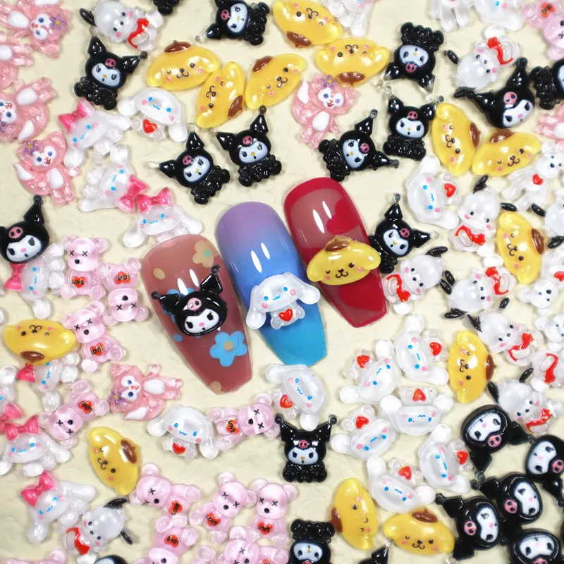 Sanrio Nail Anime Kawaii HelloKitty Kuromi Cinnamonroll Jewelry Charms Accessories Nail Rhinestone Gems for Manicure DIY Crafts