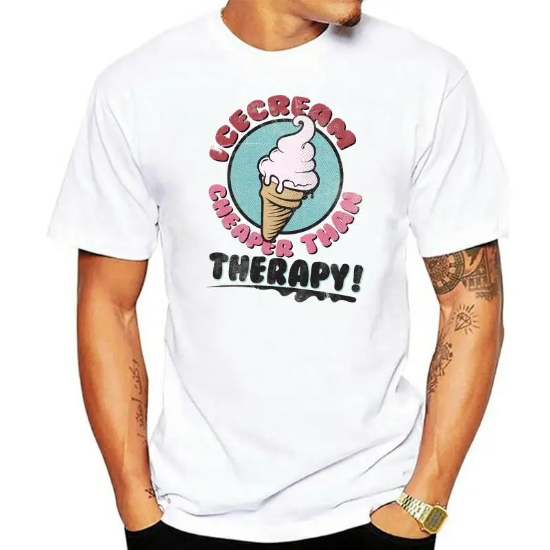 Newest Fashion Than Therapy Women's Vintage White Rolled Ice Cream Cheaper Sleeve T-shirt 2022