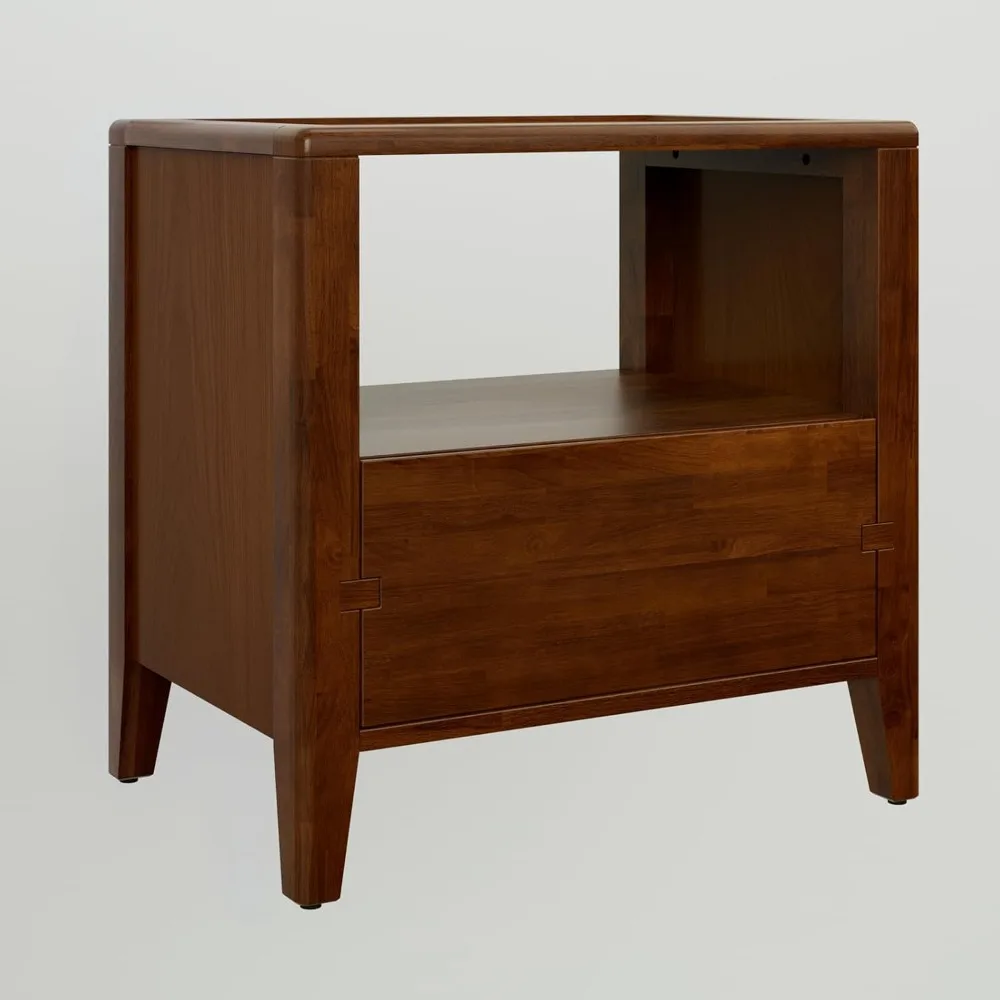 منضدة شاليبا من الخشب الصلب الحديث في منتصف القرن، طاولة جانبية بدرج واحد لغرفة النوم ومساحات المعيشة، تتطلب التجميع