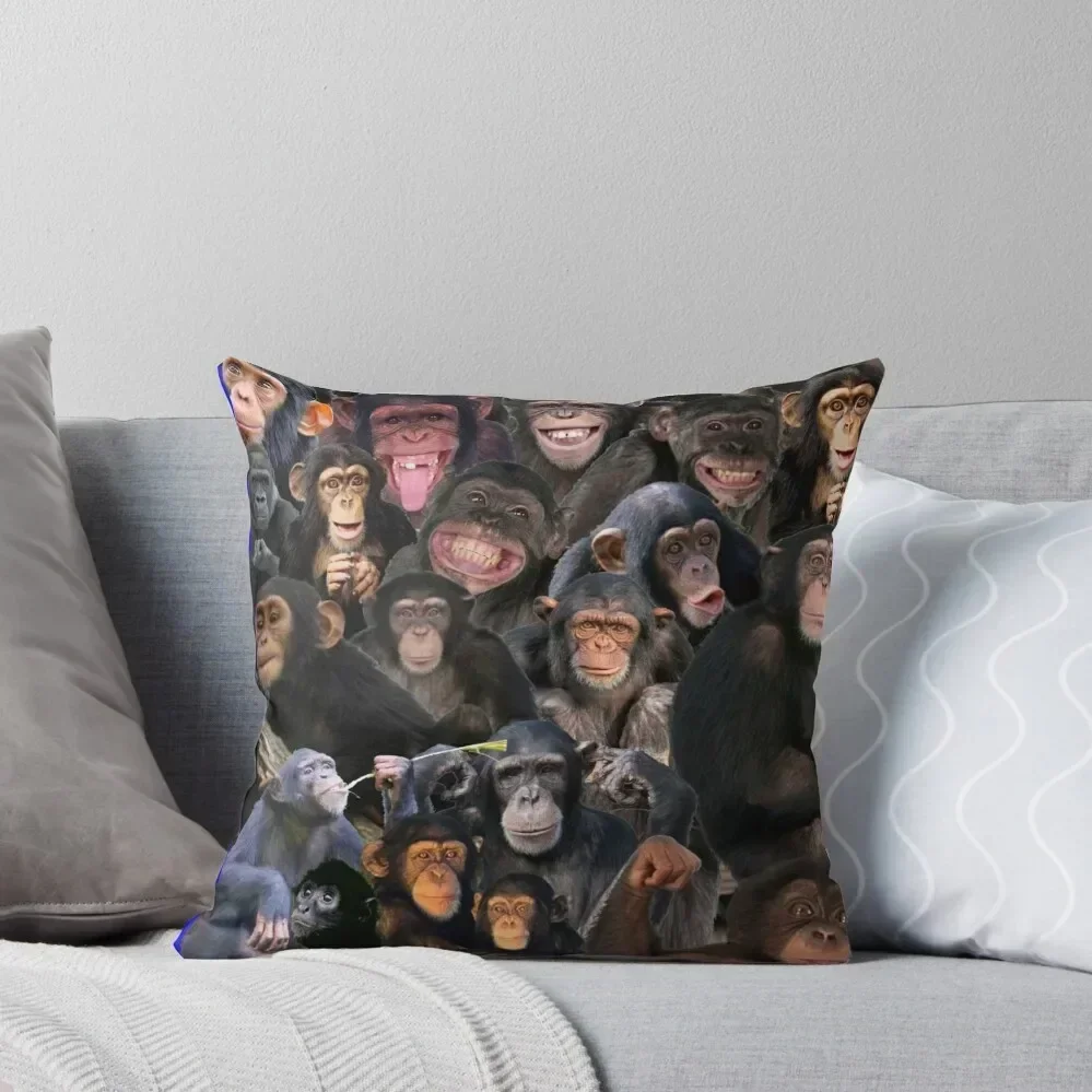 Silly Monkey collage chimpanzees gorilla ape funny chimp zoo Throw Throw Pillow Pillow Decor christmas decorations 2025 pillow