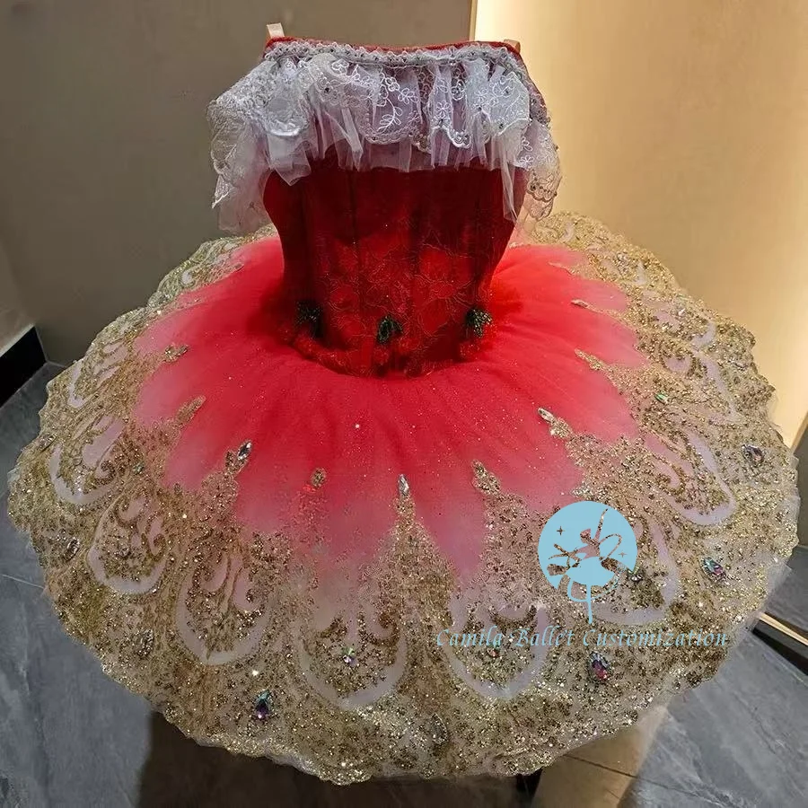 

New tailor-made red gradient cherry radish variation ballet competition performance TUTU skirt children adults and kids