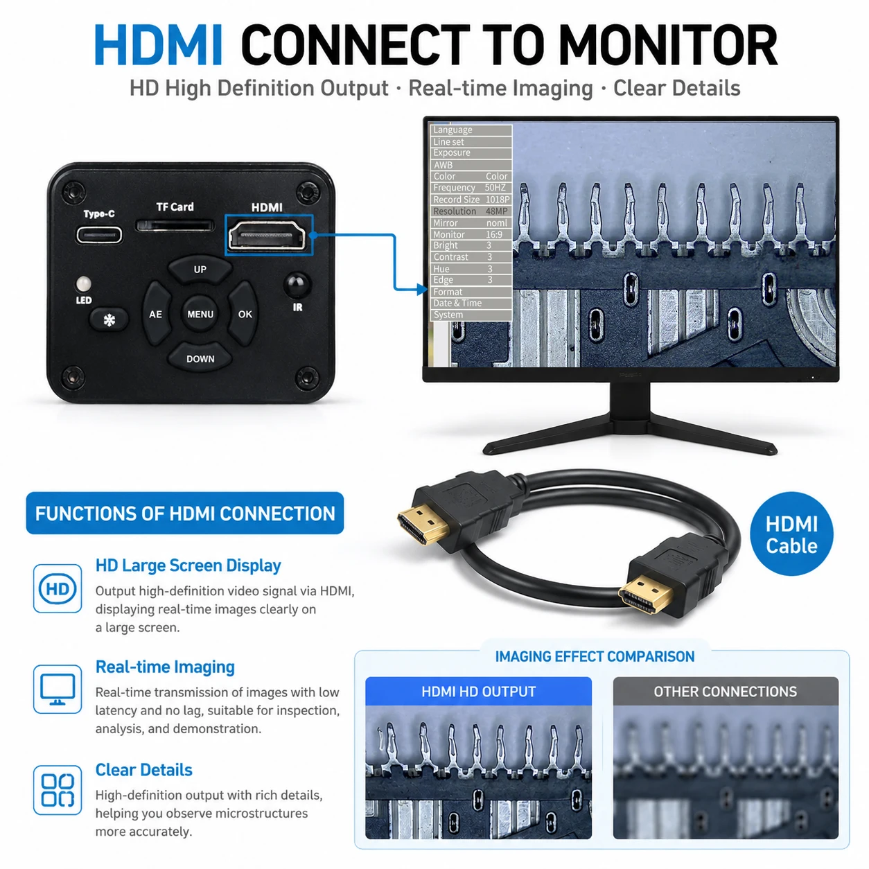YIZHAN ULTRA HD 4K Electronic Video Microscope 1/1.8'' IMX678 Chip Camera HDMI /Type-C 1080P 60FPS 0-150X Lens For Repair Tools view 5
