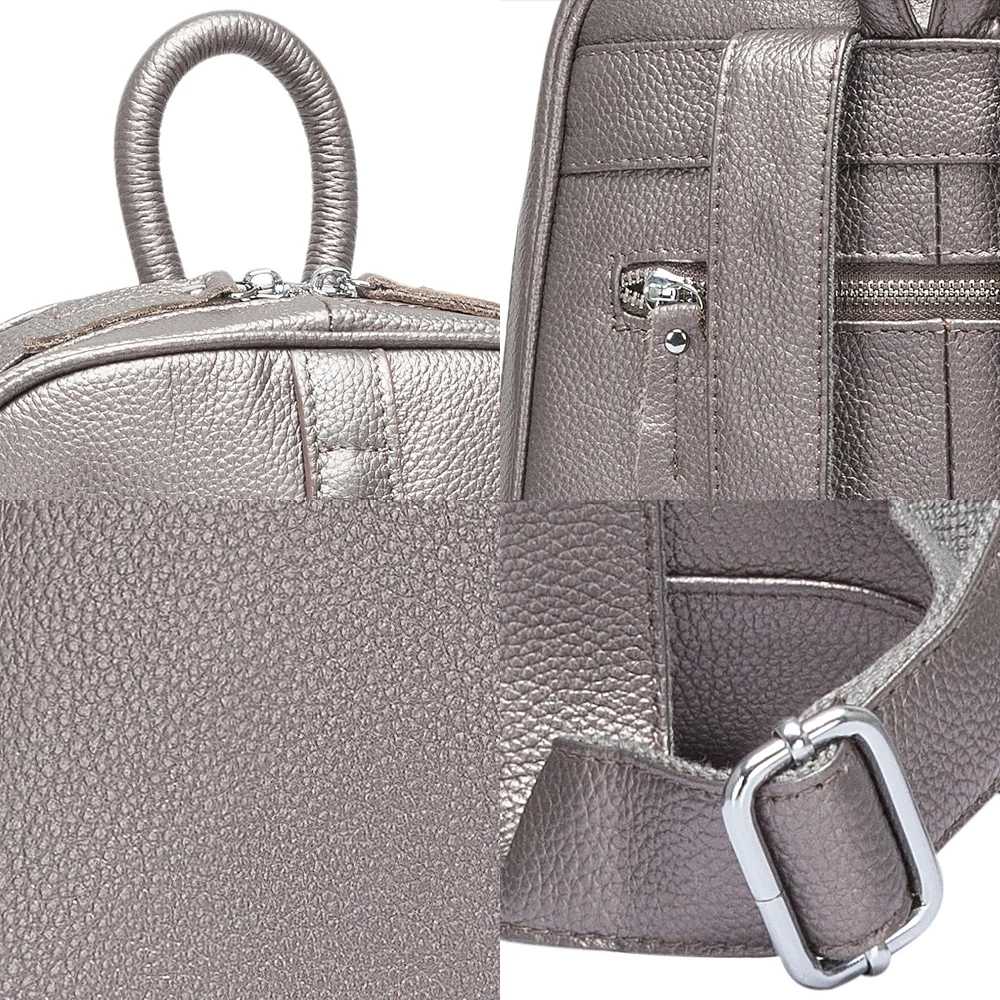 Zency 100% Soft Genuine Leather Fashion Women Backpack Casual Travel Back Pack Bag Retro Bronze Satchel Laptop Knapsack Shoulder