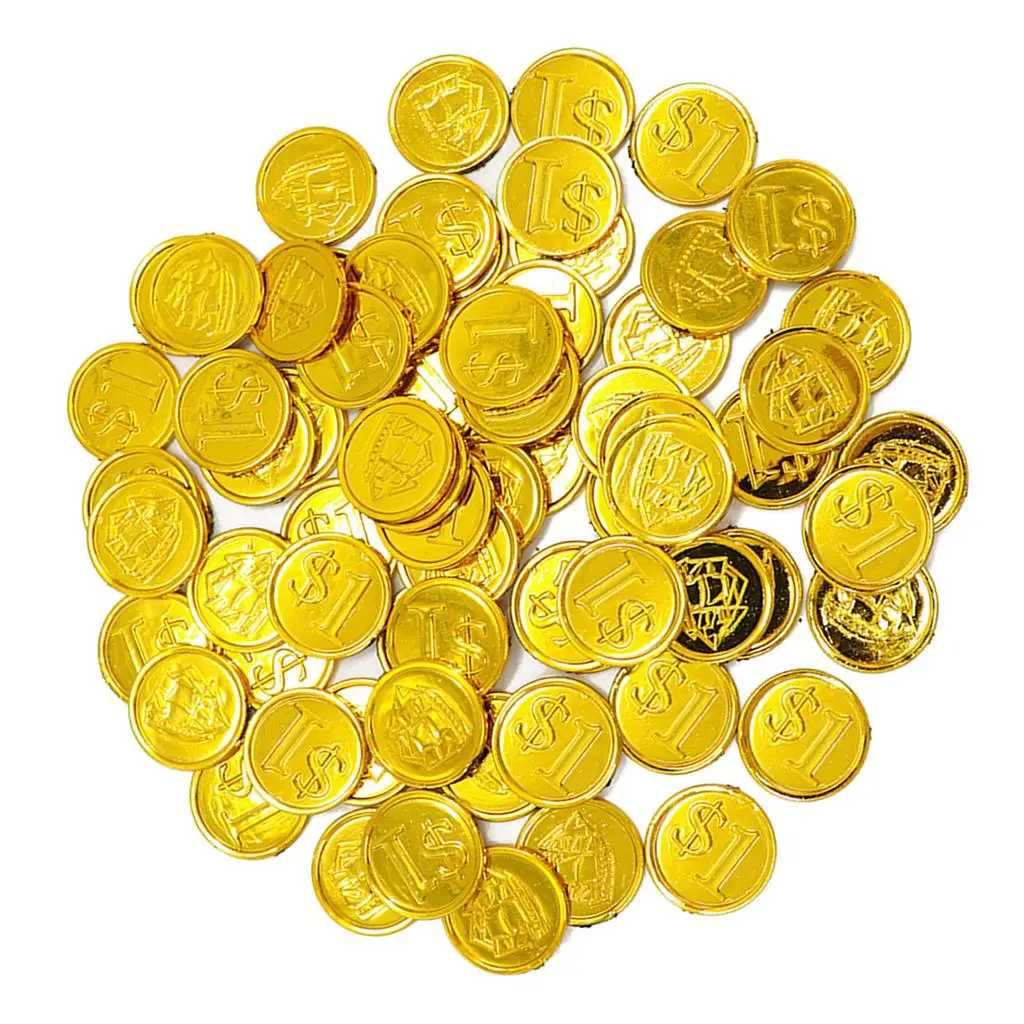 

100Pcs Gold Pirate s Plastic Treasure Party/Loot Bag Pinata Filler