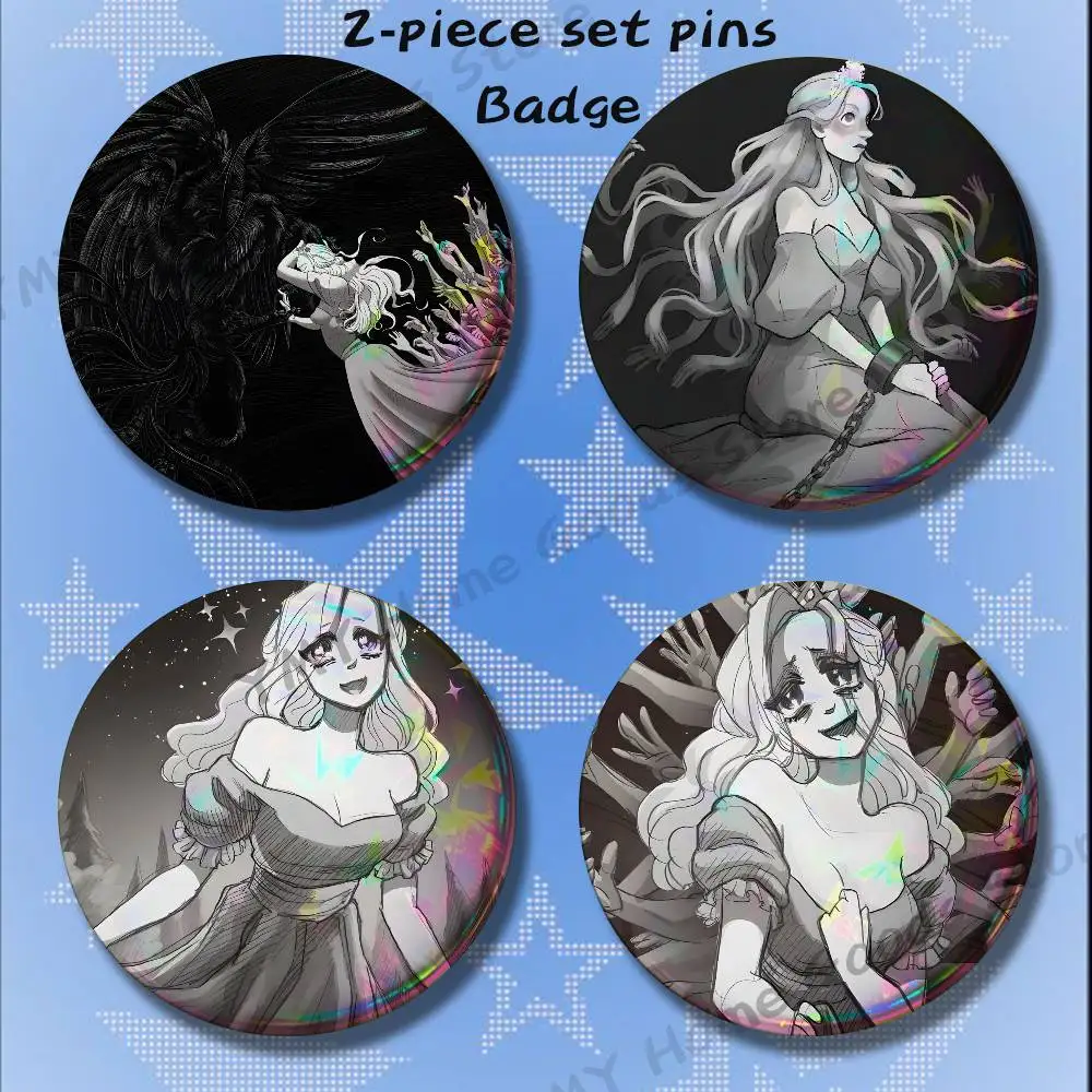 S-Slay the P-Princess Brooches for Backpack Accessories 25 32 44 58 75mm Round 2-piece set Free Mix